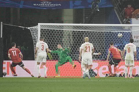 Michael Gregoritsch scores a against Turkey